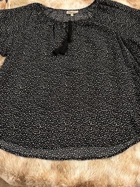 Hester & Orchard Short Sleeves Blouse Polka Dot Black/White Medium
